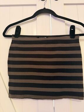 Forever 21 Black and Brown Striped Mini Skirt